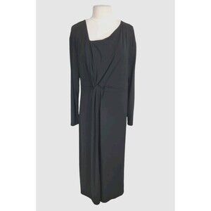 ELOQUII Womens Maxi Dress Plus Size 8 Black Twiss Waist Stretchy Long Sleeve 54A
